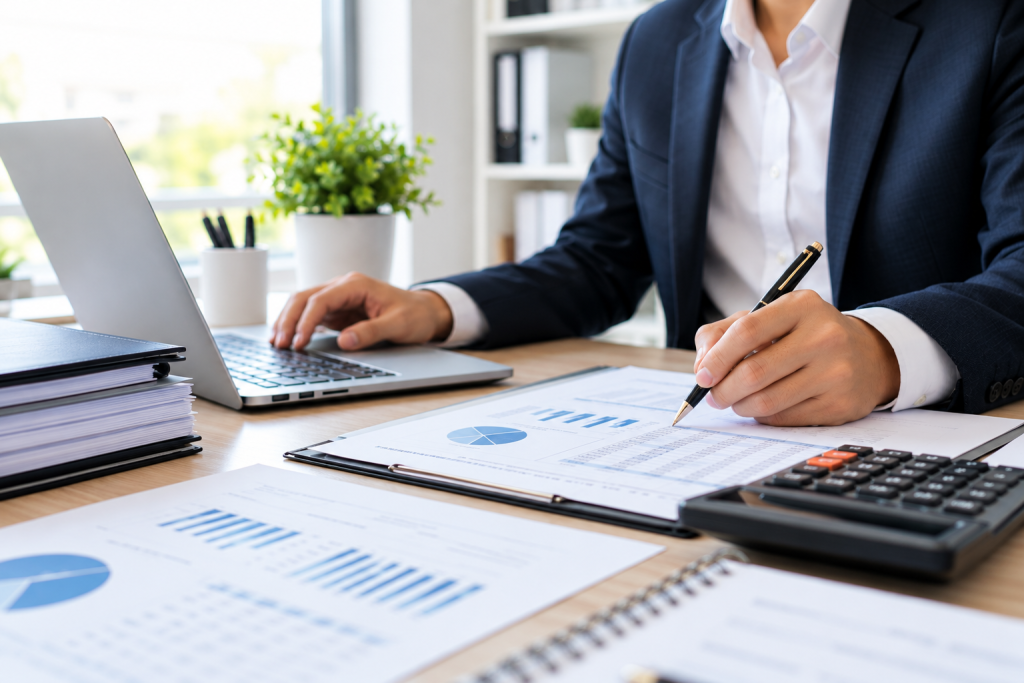 Kantooromgeving met financiële administratie